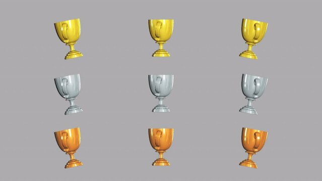 回転アニメーション付きトロフィーの3Dモデルパーツ
