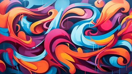 an urban graffiti wall background with vibrant colors and dynamic shapes, exuding an edgy and...