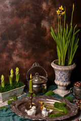 Easter still life, happy Easter, copy space