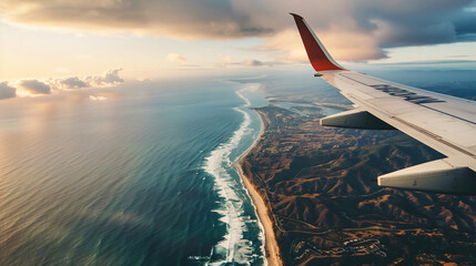 Coastal view of California from an airplane.