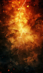 A fierce abstract wallpaper with crackling lightning and a fiery geometric backdrop.