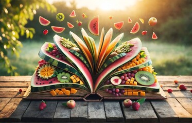 a book made entirely of fruits