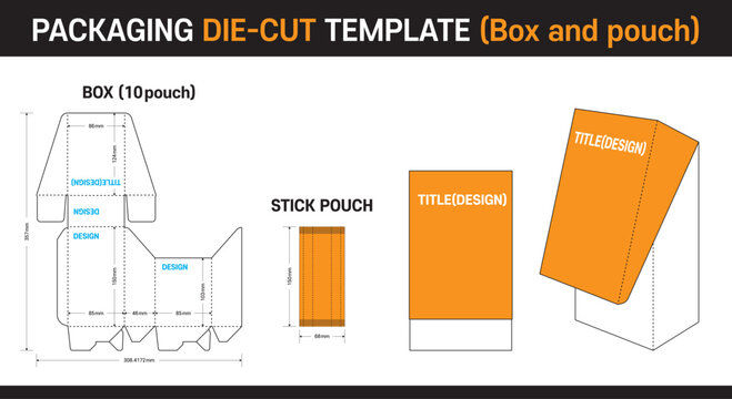 Food pouches and boxes, Food Package die cut template [Stick pouch, Box(10pouch)]