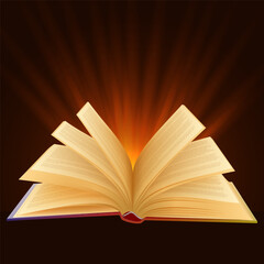 An open book is a source of knowledge. Vector illustration. Sketch for creativity.