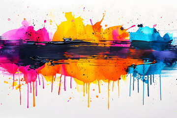 neon ink blot expressive brush strokes of a sunset