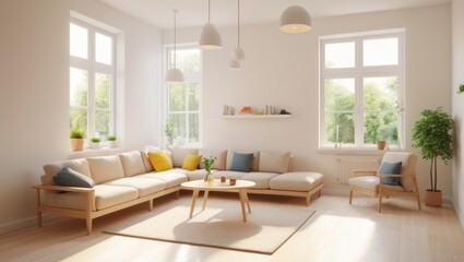 Fototapeta premium modern bright minimalistic cozy interior