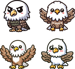 Obraz premium set collection cute chibi mascot eagle vector