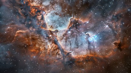 Cosmic nebula growing gigantic tree growing - obrazy, fototapety, plakaty