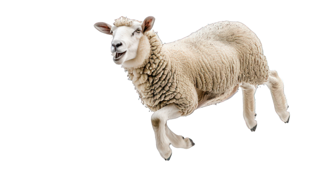 A sheep jumping isolated on transparent background