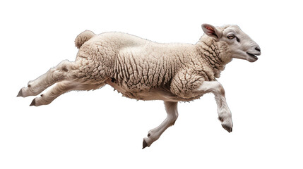 A sheep jumping isolated on transparent background