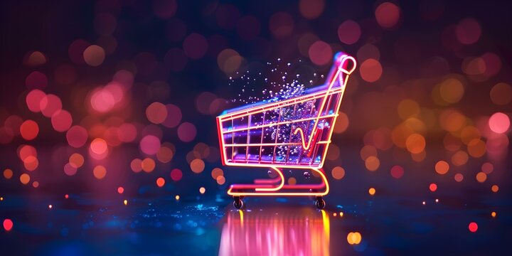 Enhancing Ecommerce with a Vibrant Shopping Cart Icon. Concept Ecommerce Platform, Shopping Cart, Website Design, User Experience, Online Shopping