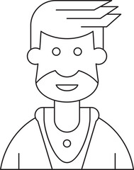Obraz premium Beard Man Character Thin Line Avatar
