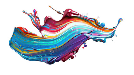 Obraz na płótnie Canvas Abstract art of a vibrant chrome paint stroke isolated on transparent background
