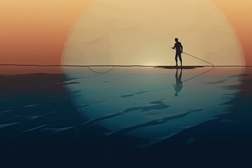 tightrope walker balancing on a thin line, predicting and mitigating potential dangers. - obrazy, fototapety, plakaty