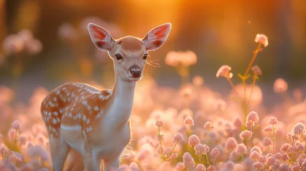 Tuinposter A young deer in a wonderful meadow. © Janis Smits
