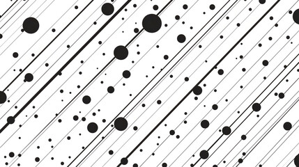 Bold Black Lines and Delicate Dots on White - Abstract Graphic Design Element