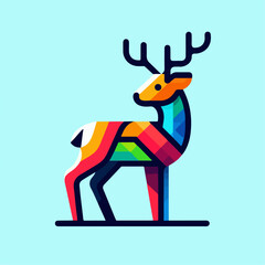  flat vector logo of a deer , flat vector logo of a cute deer , flat logo of a deer