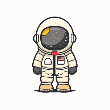 Cute cool astronaut wearing jacket and hat carto.