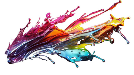 Abstract art of a vibrant chrome paint stroke isolated on transparent background