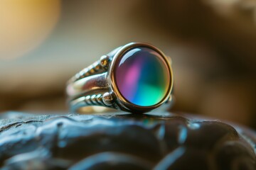 macro shot of boho mood ring changing colors