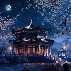 Obraz premium Temple in the night