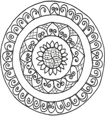 Circle patterns resembling mandalas for Henna, Mehndi, tattoos, decorating ornamental designs in ethnic oriental style, and coloring book pages
