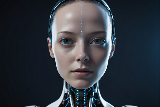 Artificial intelligence portrait , sentient being concept