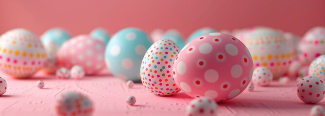 colorful eggs on a pink background