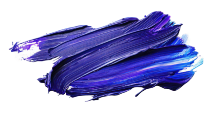 Abstract art of a vibrant purple paint stroke isolated on transparent background