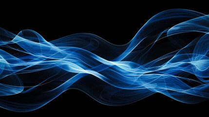 Clean smooth waving blue lines over a black background