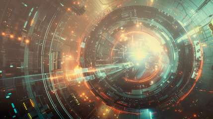 Fototapeta na wymiar Futuristic science fiction time or inter dimensional tunnel