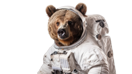 Adorable Bear in astronaut custom isolated on transparent background