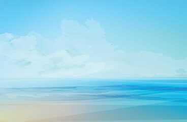 Obraz premium abstract sea minimalist background Watercolor nature with place for text. Vector design.