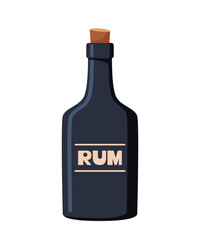 Grunge pirate rum bottle isolated vector illustration.