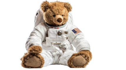 Adorable Bear in astronaut custom isolated on transparent background