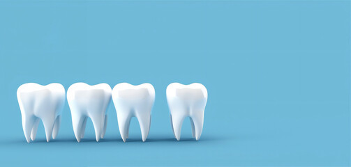 mockup of one human tooth on a blue background dental banner