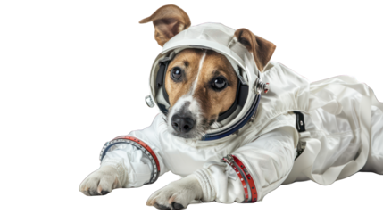 Adorable Dog in astronaut custom isolated on transparent background