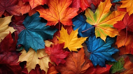 Naklejka na ściany i meble Vibrant autumn leaf colors background.