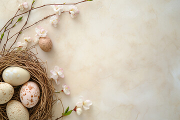 Easter Egg Background, Festive Holiday Elements, with Copy Space