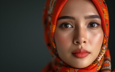 A woman of diverse heritage wearing a headscarf and scarf - obrazy, fototapety, plakaty