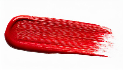 Hand painted stroke of red paint brush isolated on white background