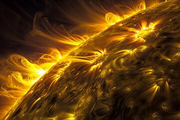 intense surface activity of the Sun, with close-up views of sunspots and solar flares, showcasing the dynamic and powerful solar phenomena