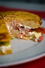 Vegetable Spanish Omelette, with White Sauce, Gourmet Restaurant Omelette
