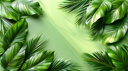 Tropical palm leaves pattern with a creative and colorful design, bringing a fresh and exotic vibe to the abstract background