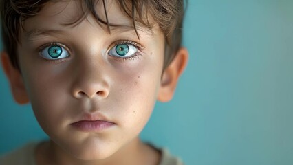 A young boy with a look of determination and strength on his face choosing to break the cycle of intergenerational trauma and create a better future for himself, Close Up of a Child With Blue Eyes