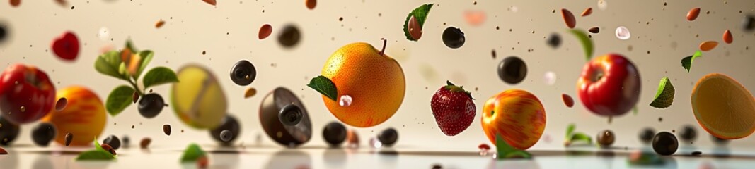 Fruit floating in the air - Powered by Adobe
