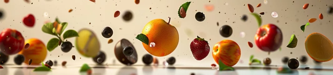 Foto op Plexiglas Fruit floating in the air © Simone