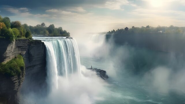 Painting of Niagara falls illustration background