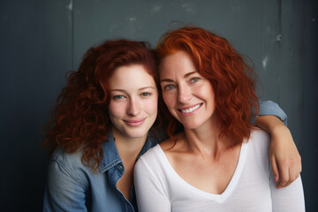 Redheaded Mother and Daughter: A Portrait of Love and Connection - 742440096