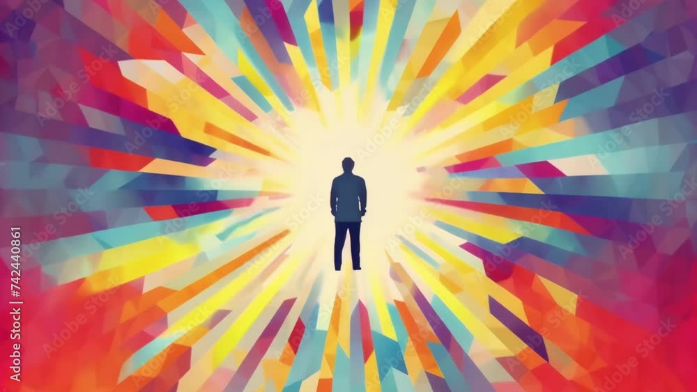 Poster a person within a kaleidoscope symbolizing the way the conscious and unconscious combine to create a